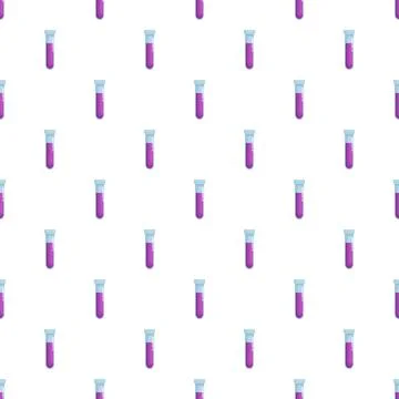 Laboratory test tubes with purple liquid seamless pattern 스톡 일러스트