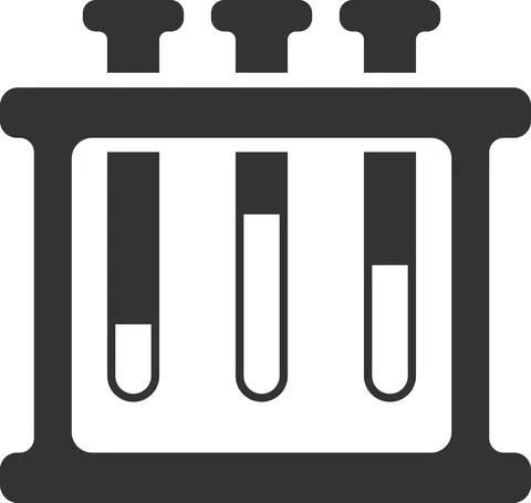 Laboratory test tubes on the stand with liquid. Illustrazione stock