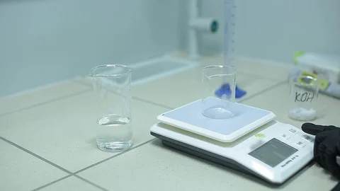 Laboratory testing of chemical reagents. Stock Footage 127777617