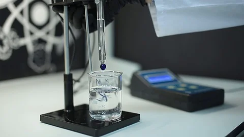 Laboratory testing of chemical reagents. Stock Footage 127777773
