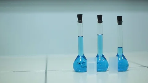 Laboratory testing of chemical reagents. Stock Footage 127777889