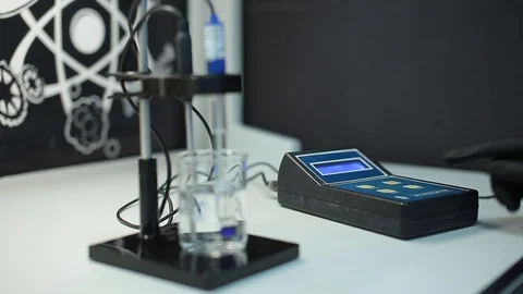 Laboratory testing of chemical reagents. Stock Footage 127778006
