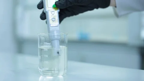 Laboratory testing of chemical reagents. Stock Footage 127778265