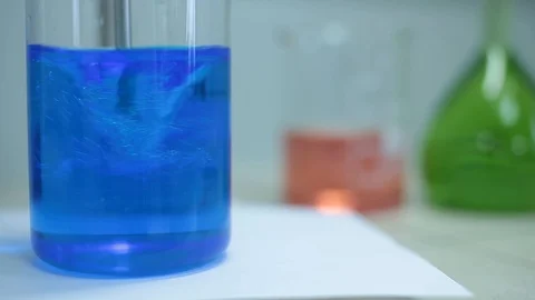 Laboratory testing of chemical reagents. Stock Footage 127778361