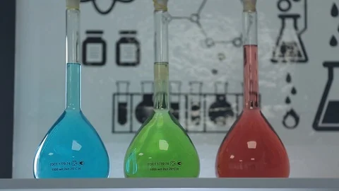 Laboratory testing of chemical reagents. Stock Footage 127778456