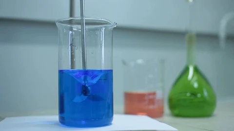 Laboratory testing of chemical reagents. Stock Footage 127778548