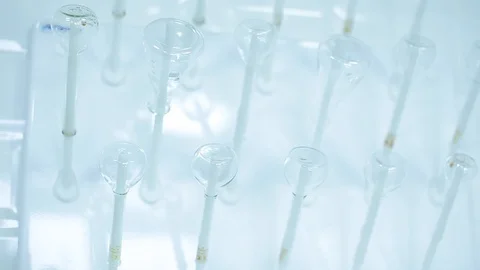 Laboratory testing of chemical reagents. Stock Footage 127778557