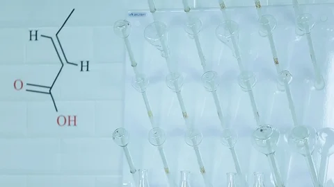 Laboratory testing of chemical reagents. Stock Footage 127778572