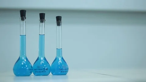 Laboratory testing of chemical reagents. Stock Footage 127782038