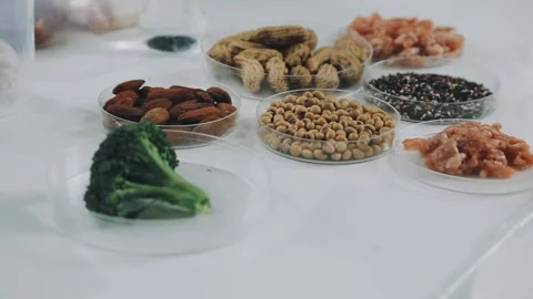 Laboratory testing of different food products. Selective focus.. Stock Footage 319817176