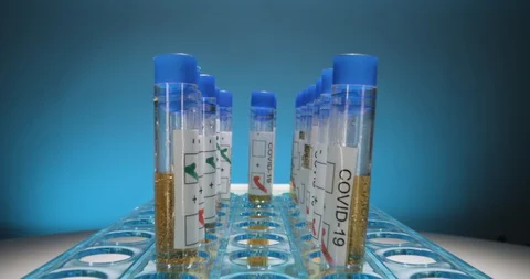 Laboratory testing facility for COVID-19 research vials and test tubes Video stock 127676886