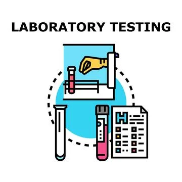 Laboratory testing process with medical samples and results Stock Illustration