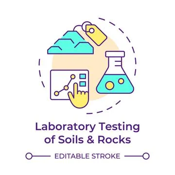 Laboratory testing of soils and rocks multi color concept icon Stock Illustration