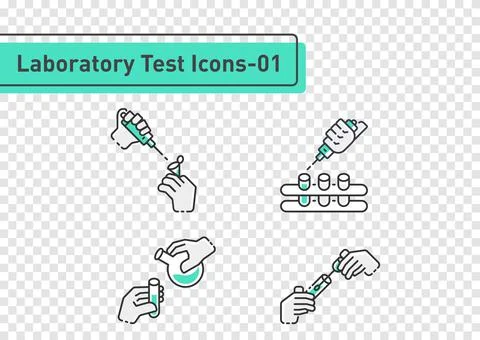 Laboratory tests filled line icon set on transparency background ep04 Stock Illustration