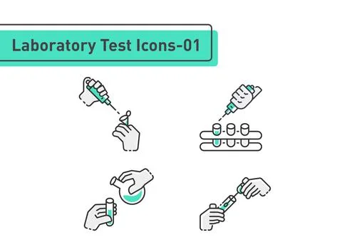 Laboratory tests filled line icon set isolated on white background ep01 Stock Illustration
