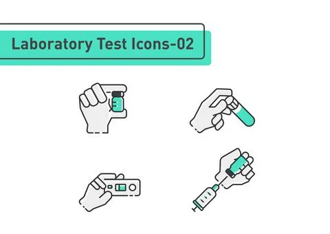 Laboratory tests filled line icon set isolated on white background ep02 Stock-Illustration