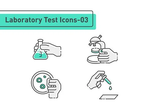 Laboratory tests filled line icon set isolated on white background ep03 Stock Illustration