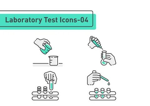 Laboratory tests filled line icon set isolated on white background ep04 Stock Illustration