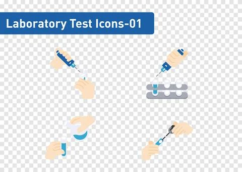 Laboratory tests flat icon set isolated on transparency background ep01 Stock Illustration
