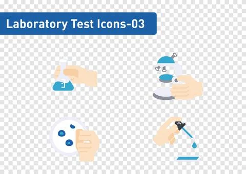 Laboratory tests flat icon set isolated on transparency background ep03 Stock Illustration