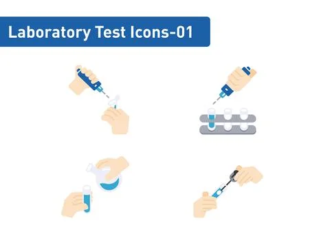 Laboratory tests flat icon set isolated on white background ep01 Stock Illustration