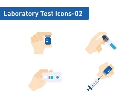 Laboratory tests flat icon set isolated on white background ep02 Stock Illustration