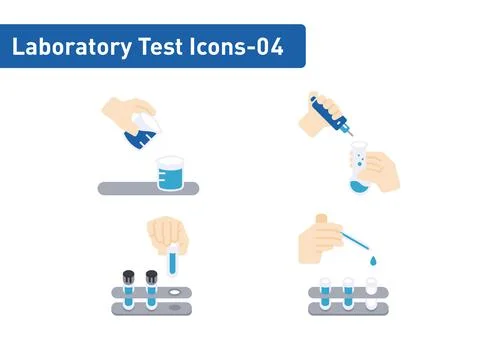 Laboratory tests flat icon set isolated on white background ep04 Stock Illustration