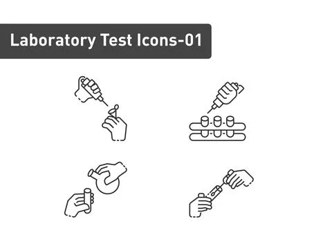 Laboratory Tests outline icon set isolated on white background ep01 Stock Illustration