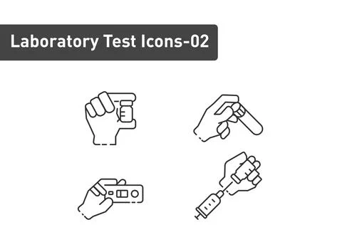 Laboratory Tests outline icon set isolated on white background ep02 Stock Illustration