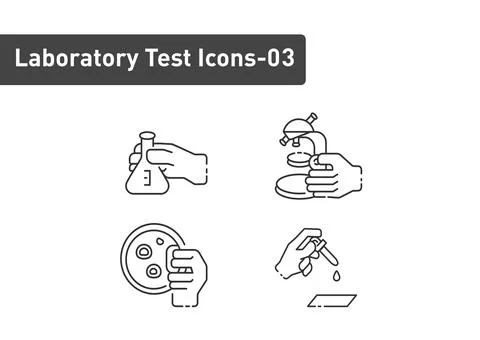 Laboratory Tests outline icon set isolated on white background ep03 Stock Illustration