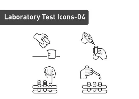 Laboratory Tests outline icon set isolated on white background ep04 Stock Illustration