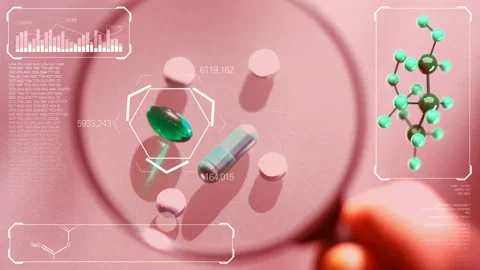 Laboratory tests. Pills lying on the table. Close-up on medicines Stock Footage 86418840