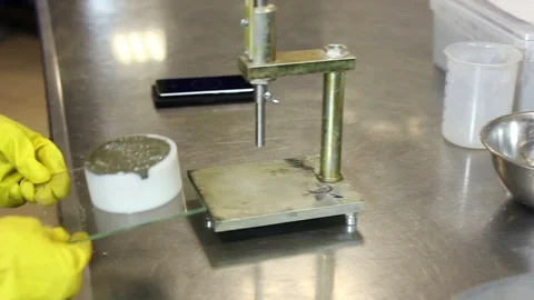 Laboratory tests in production of cement and concrete Video stock 91003487