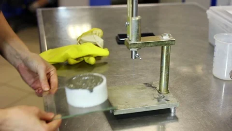 Laboratory tests in production of cement and concrete Video stock 91003541