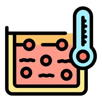 Laboratory thermometer measuring temperature of liquid with particles insid.. Illustrazione stock