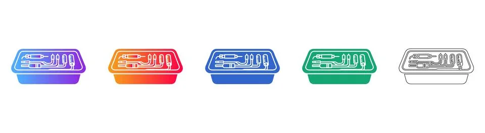 Laboratory Tool Set in Tray Vector Icons Stock Illustration