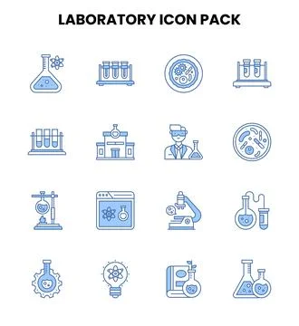Laboratory Two Colour Bundle Icons Pack Stock Illustration