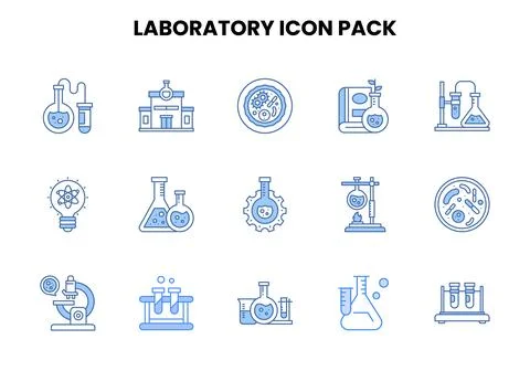 Laboratory Two Colour Collection Icons Pack 스톡 일러스트