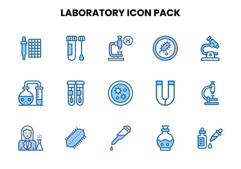 Laboratory Two Colour Graphics Icons Pack Stock Illustration