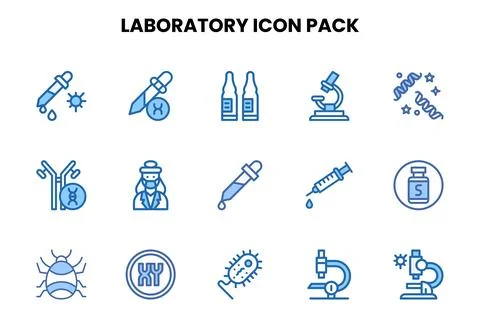Laboratory Two Colour Vector Icons Pack 스톡 일러스트