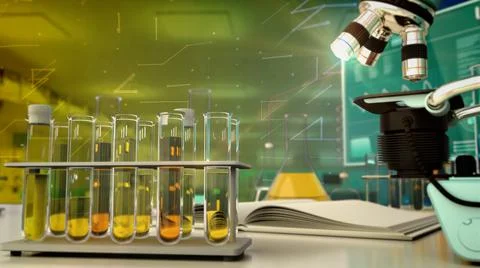 Laboratory urine sample test background, cg medical 3d illustration Stock Illustration