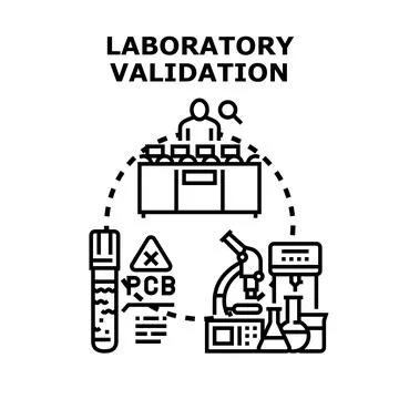 Laboratory validation process with scientific research equipment Stock Illustration