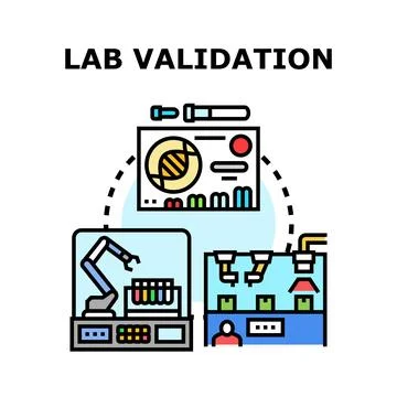Laboratory validation process with scientific research and quality control Stock Illustration