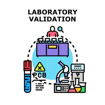 Laboratory validation process with scientific research equipment Stock Illustration