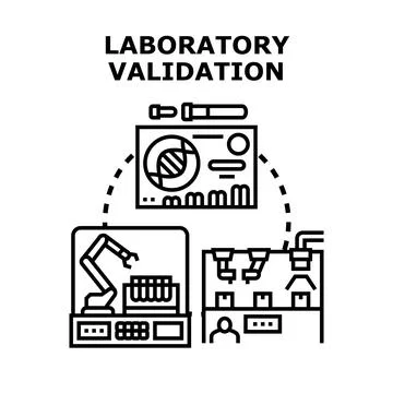 Laboratory validation process testing automation concept 스톡 일러스트