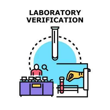 Laboratory verification process performing scientific research tests Stock Illustration