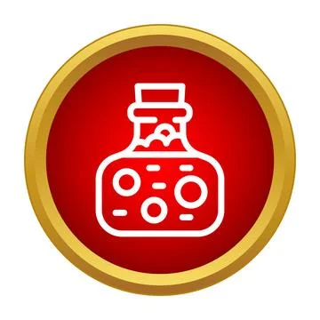 Laboratory vial with bubbling liquid icon on red background Stock Illustration