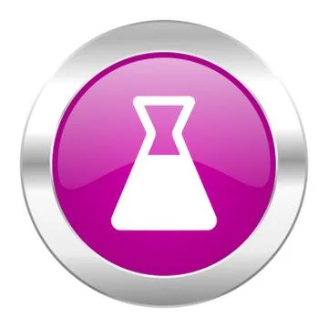 Laboratory violet circle chrome web icon isolated. Ilustración de archivo