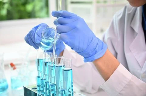 Laboratory woman lab microscope testing doctor technology analysis health c.. Stock Photos