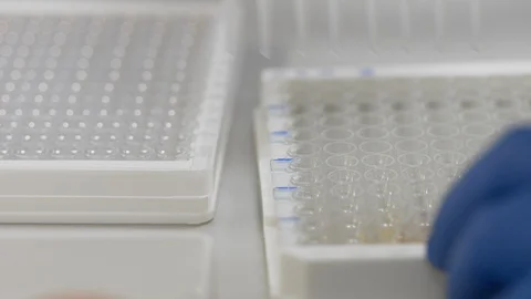Laboratory work. creation vaccine or cure for flu virus or coronavirus infection Stock Footage 127869211